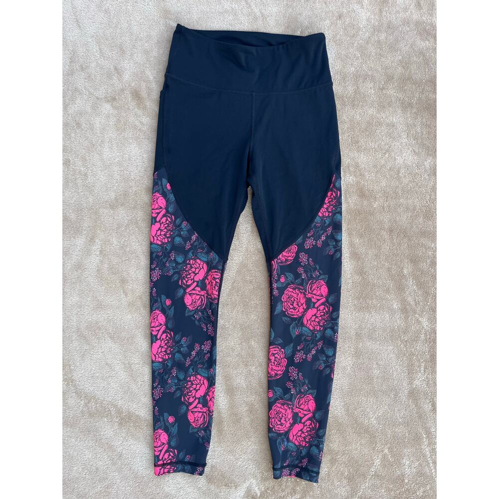Zyia Active‎ Electric Crimson Rose Luxe Pocket Hi-Rise 7/8 Leggings Pants Size 4